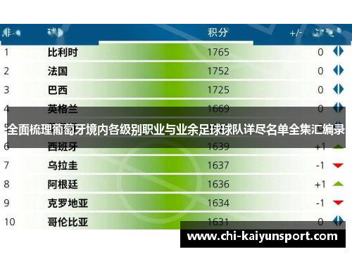 全面梳理葡萄牙境内各级别职业与业余足球球队详尽名单全集汇编录
